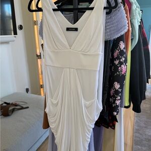 Versace White Draped Women's Cape Dress